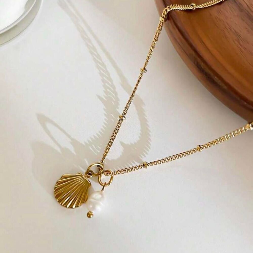 pearl shell necklace D57 - Picture 2 of 6
